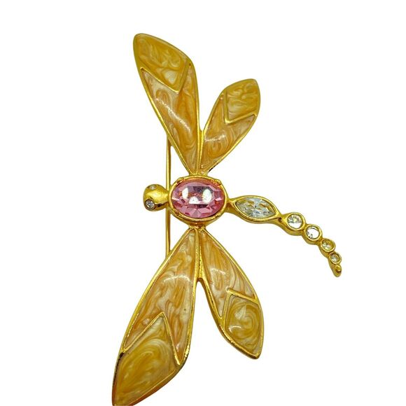Dragonfly Brooch Pin Vintage Kenneth J Lane For Avon Womens Gold Tone C Clasp - Picture 3 of 14